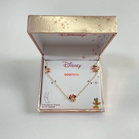 Disney Jewelry - Disney “Bowtiful”  Fine Silver Plated Minnie Mouse Anklet
